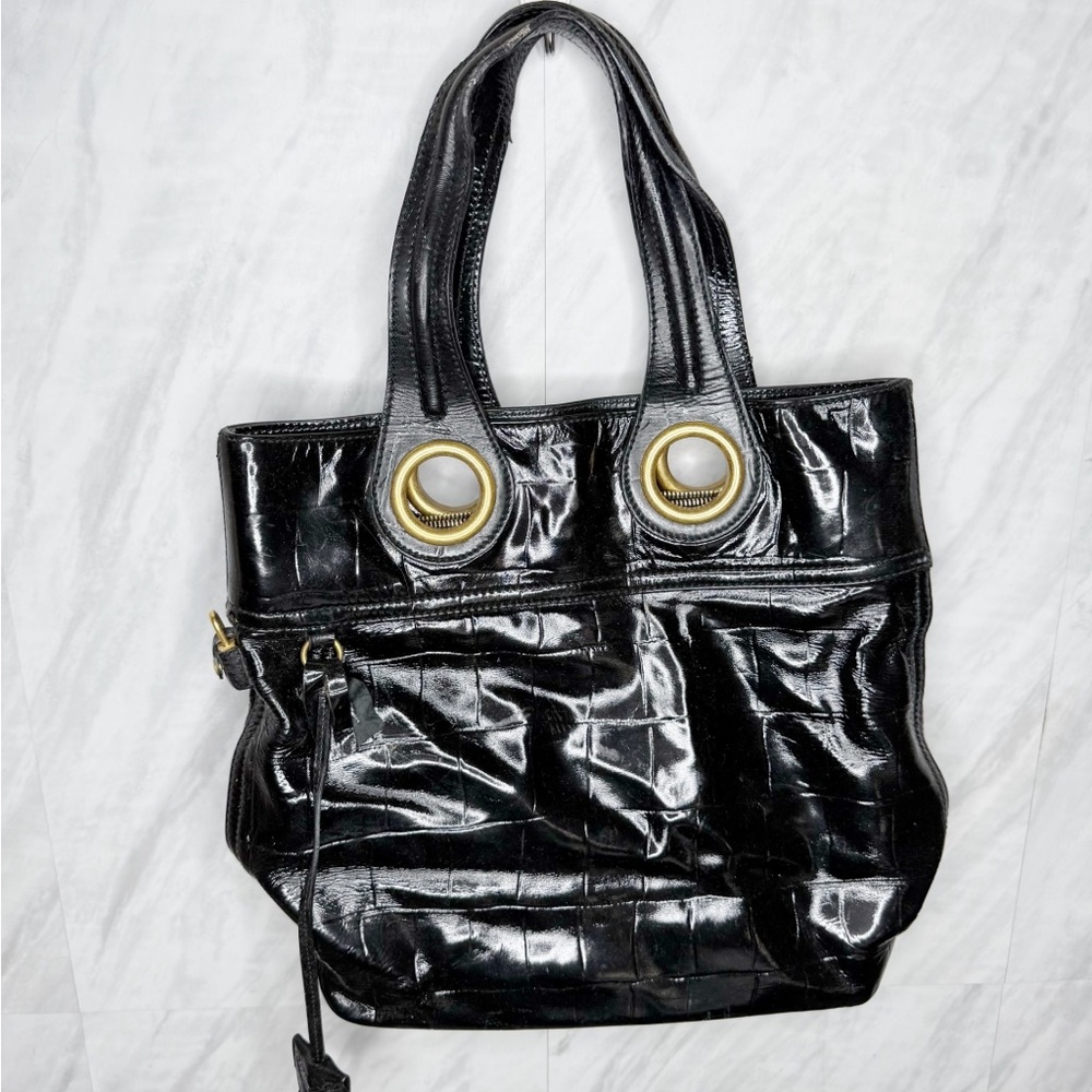 Yves Saint Laurent YSL VTG Crocodile Patent Leather Handbag